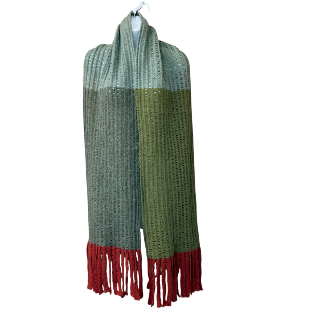Katie Mawson 100% Wool Long‎ Colorblock Scarf Made in England